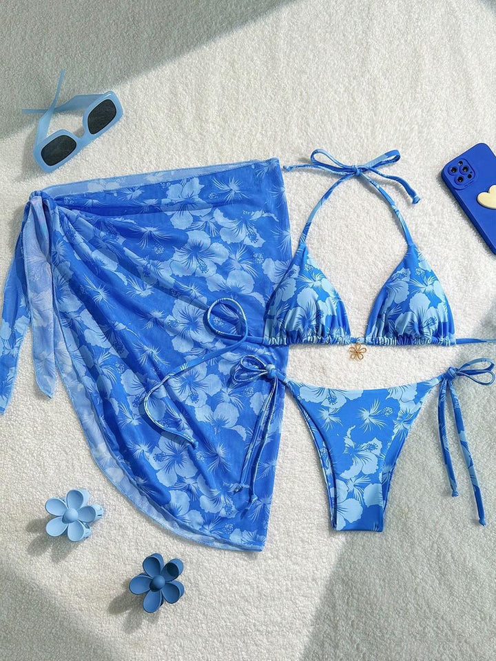 Damen Triangel-Bikini-Set mit verstellbaren Trägern und Wickeltuch Echo Archiv
