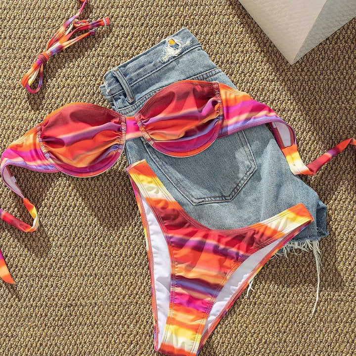 Damen Bikini mit trendigem Bustier-Design und Hoher Raffung Echo Archiv