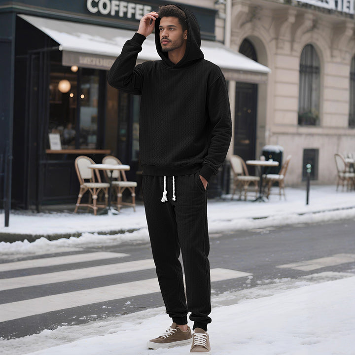 Herren nan strukturierter Velours-Jogginganzug mit Kapuzenpullover und Kordelzughose Echo Archiv