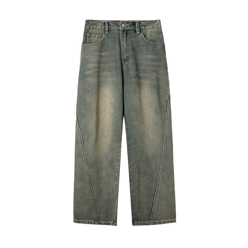 Damen Weite Cropped-Jeanshose mit hoher Taille und markanten Nahtdetails Echo Archiv