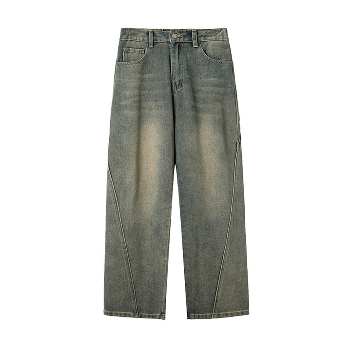 Damen Weite Cropped-Jeanshose mit hoher Taille und markanten Nahtdetails Echo Archiv
