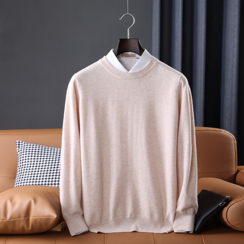 Herren Slim-Fit Rundhalspullover aus feinem Kaschmir-Mix mit dezenter Rippenkante Echoarchiv