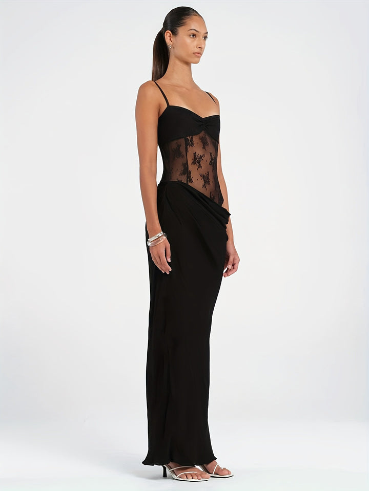 Damen Elegantes Maxikleid mit transparenten Spitzendetails und figurbetontem Schnitt Echo Archiv