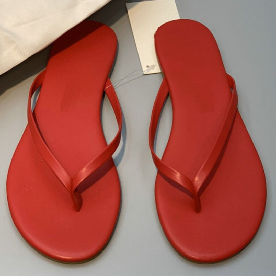 Damen stilvolle Flip-Flops mit glänzendem Riemendesign Echoarchiv