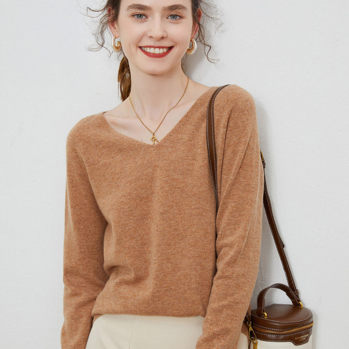 Damen Kuscheliger V‑Ausschnitt Feinstrickpullover aus Mohair‑Mix mit flauschiger Oberfläche Echoarchiv