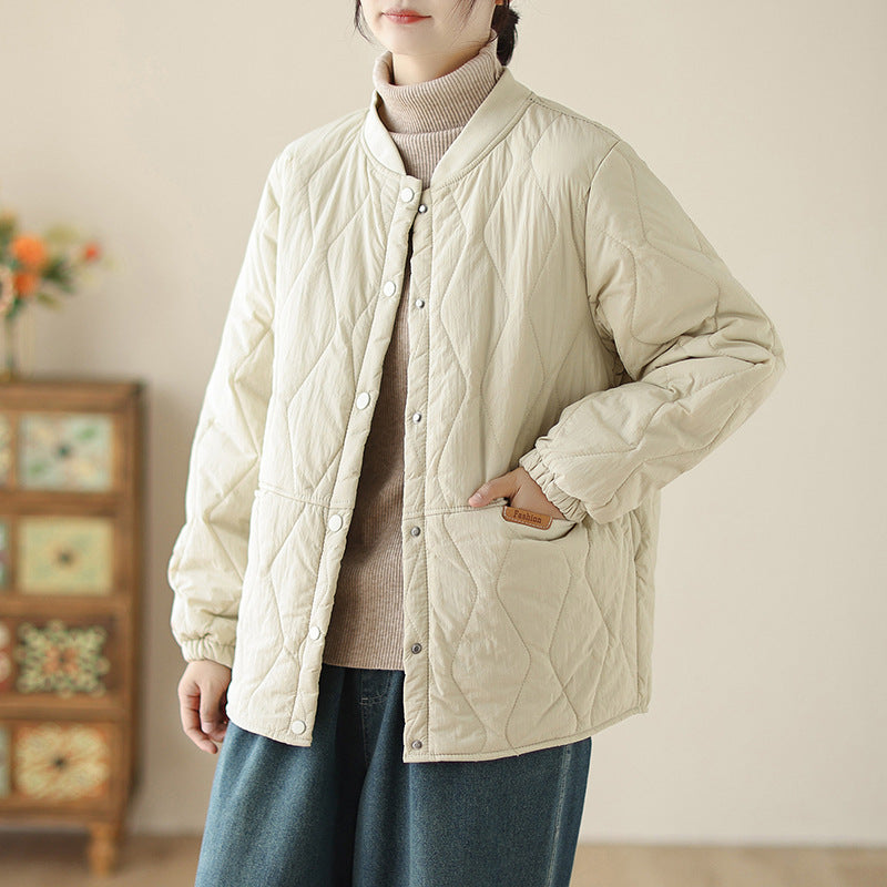 Damen leichte wattierte Übergangsjacke mit oversized Schnitt, elastischen Ärmelbündchen und verdeckter Druckknopfleiste – Célinea