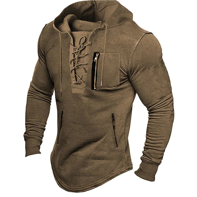 Herren modischer Kapuzenpullover mit einzigartigem Schnürdesign Echoarchiv
