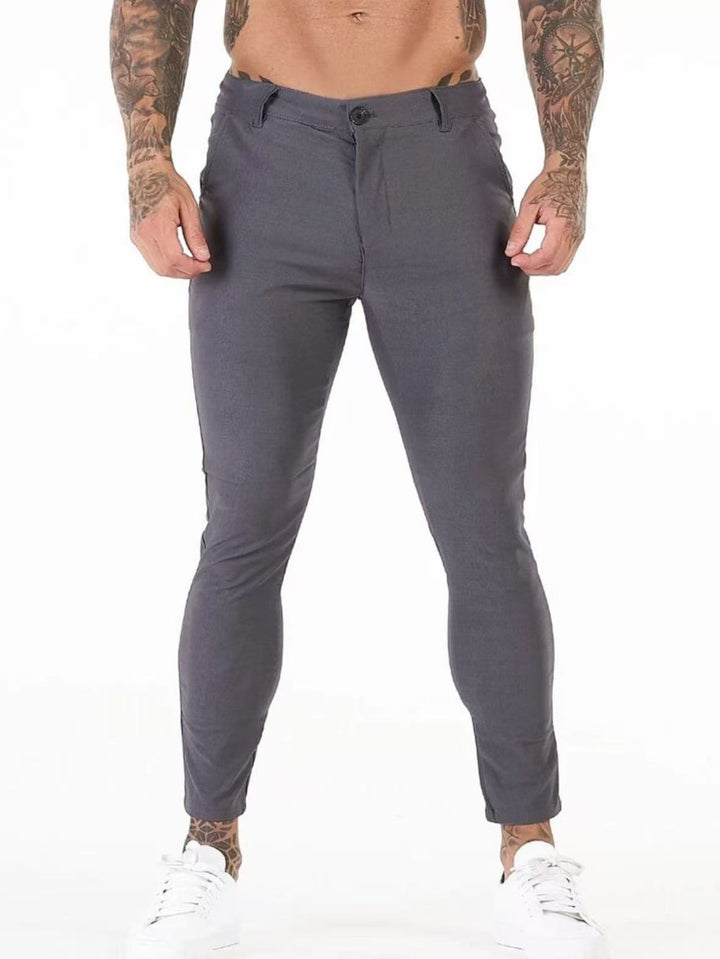 Herren Elegante Slim-Fit Chinos mit elastischem Bund und seitlichen Eingrifftaschen Echoarchiv