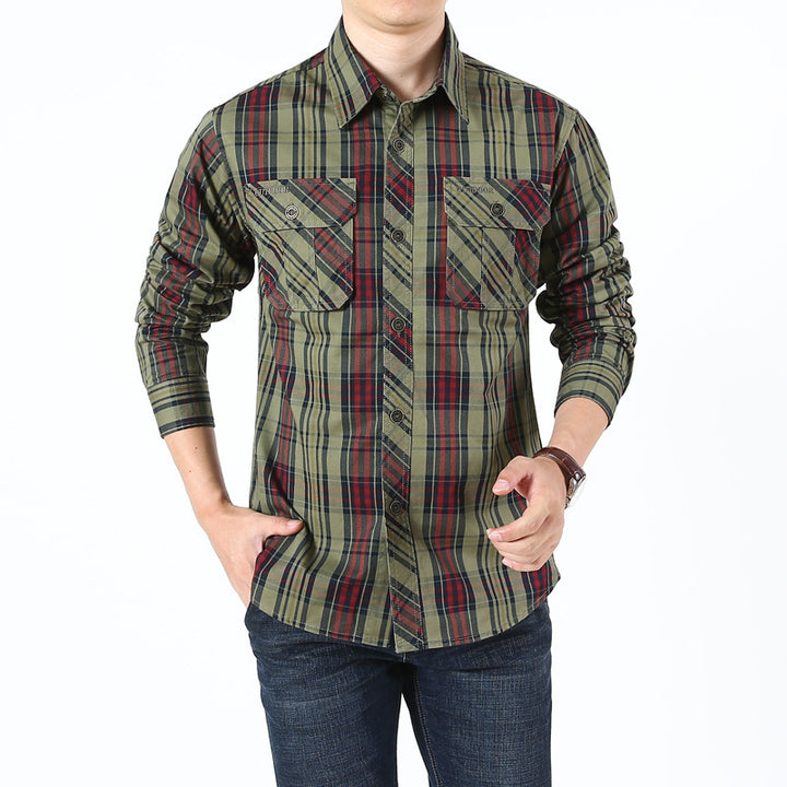 Herren Kariertes Baumwoll‑Overshirt mit Brustpattentaschen – Taviero