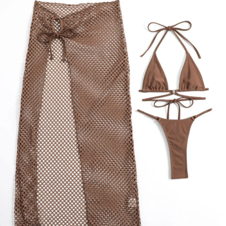 Damen Bikini-Set mit transparentem Netzrock und Triangel-Oberteil Echo Archiv