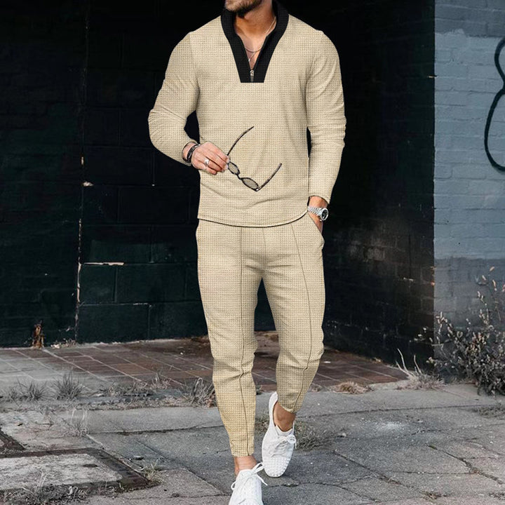 Herren Elegantes Freizeit-Set mit strukturiertem Oberteil und passender Hose Echoarchiv