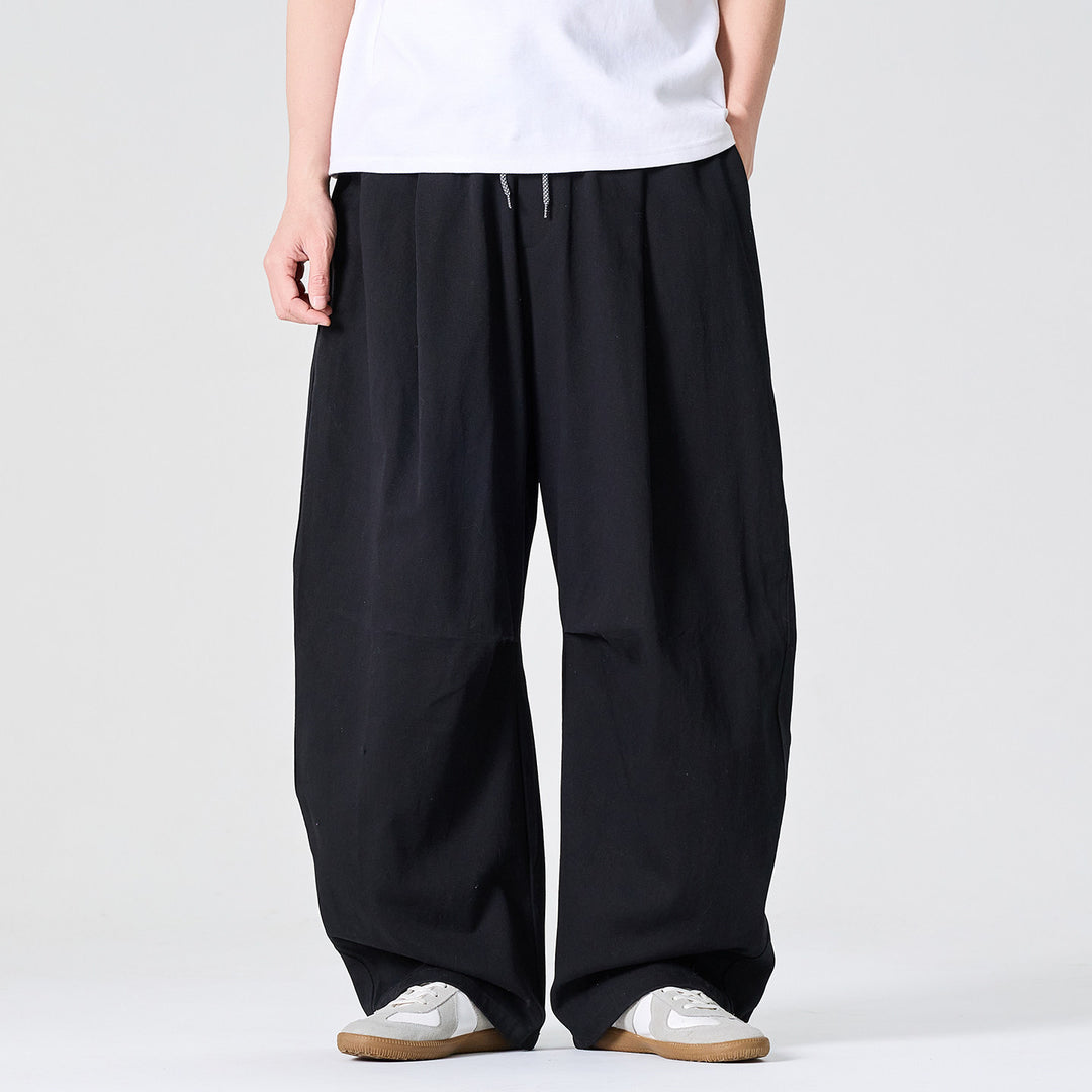 Herren Weite Relaxed-Fit Stoffhose mit Tunnelzug und Bundfalten Echo Archiv