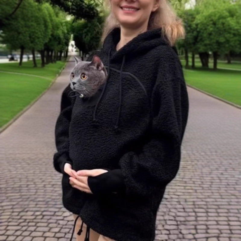 Damen Kapuzenpullover mit integrierter Katzenhöhle und extra weichem Fleece Echo Archiv
