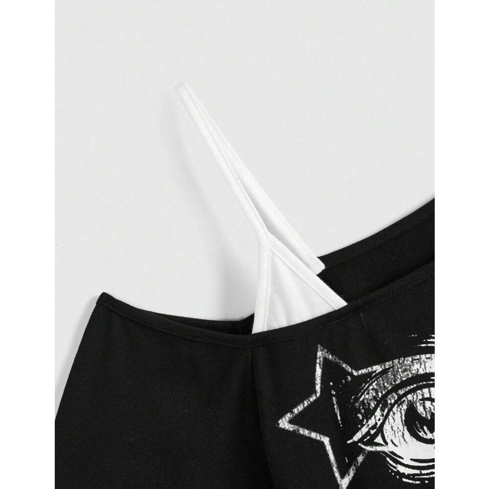 Damen kreatives T-Shirt mit asymmetrischem Design Echo Archiv