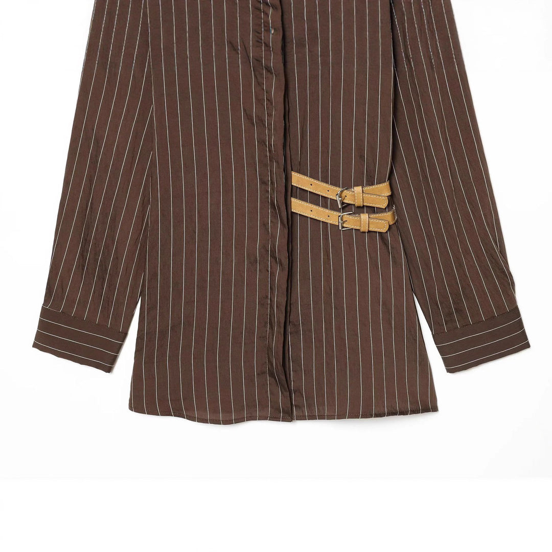 Damen nan oversized Hemdblusen-Midikleid mit verdeckter Knopfleiste und dekorativem Doppelgürtel Echo Archiv