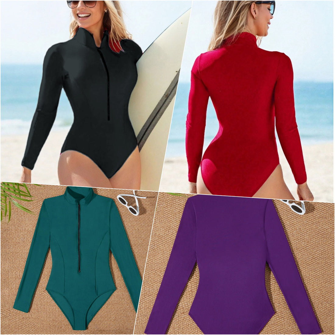 Damen Sportlicher Langarm-Surfsuit mit hochgeschlossenem Kragen – Avérine