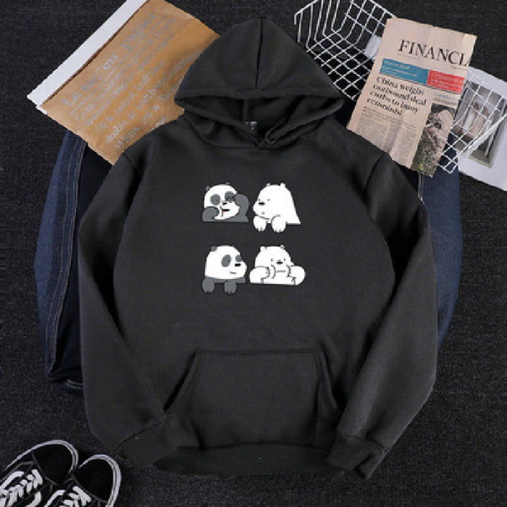 Unisex Kapuzenpullover mit niedlichem Comic-Tierprint, Kängurutasche und weichem Fleece-Innenfutter – Auréline