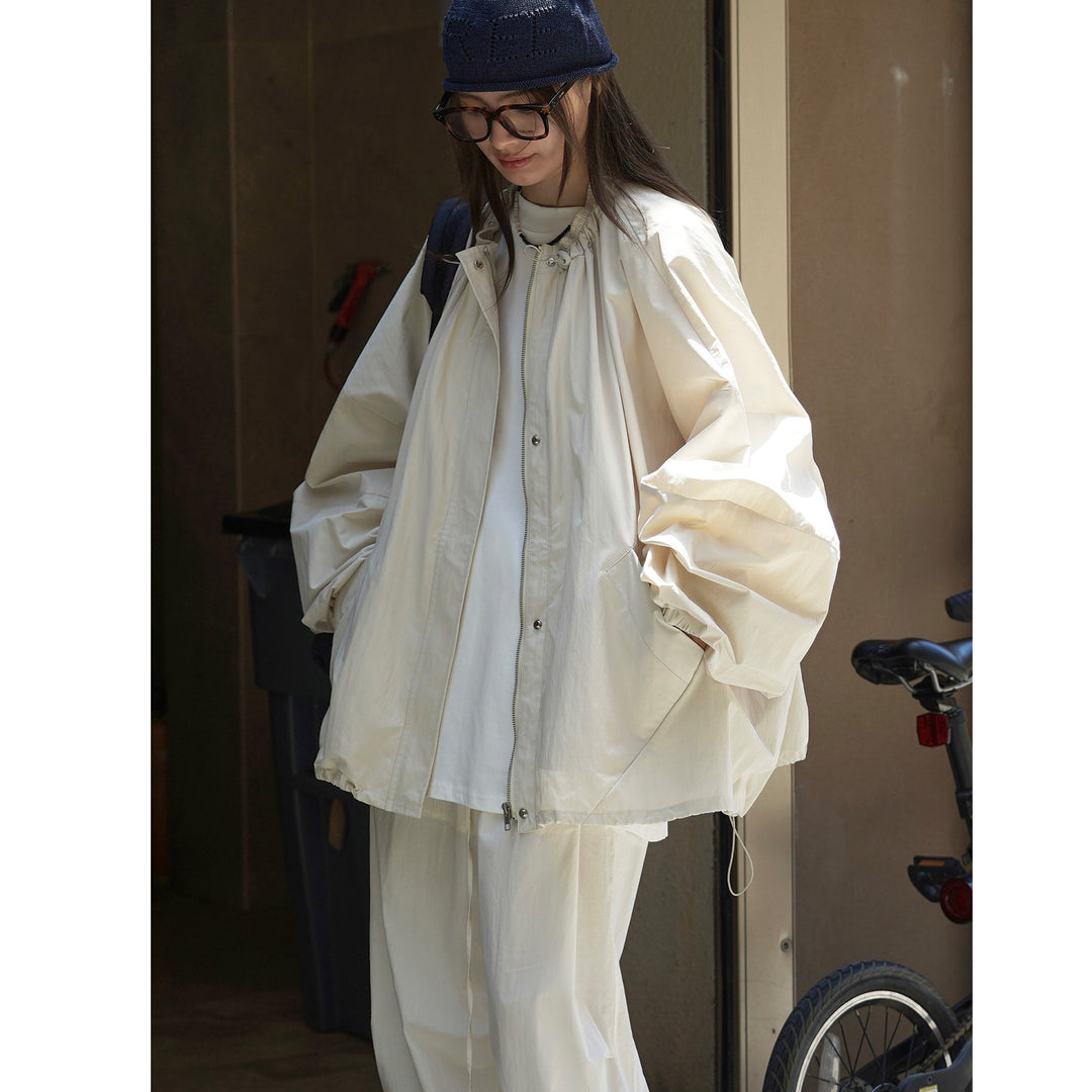 Damen Oversize Übergangsparka mit Kordelkragen und elastischen Bündchen Echoarchiv