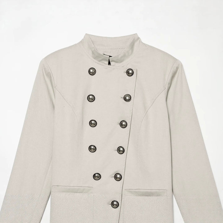 Damen Taillierter kurzblazer im Matrosen‑Military‑Stil mit Stehkragen und dekorativen Zierknöpfen Echoarchiv