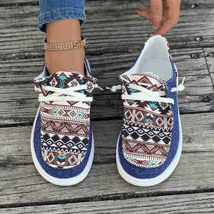 Damen nan leichte Espadrille-Sneaker mit Ethno-Print, Bastbesatz und rutschfester Gummisohle Echo Archiv