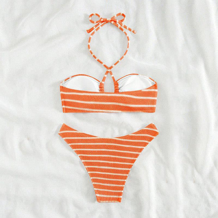 Damen Bandeau-Bikini mit zeitlosem Streifenmuster und eleganter Schnürung Echo Archiv