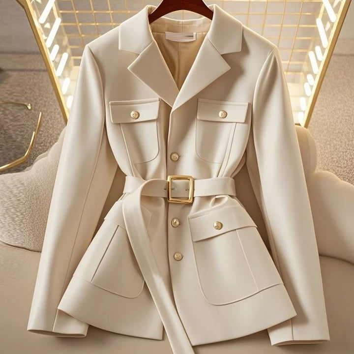 Damen Modischer Blazer mit Taillengürtel und Taschen Echo Archiv