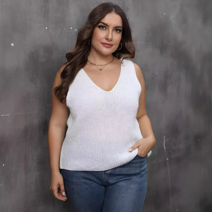 Damen luftiges Stricktop mit V-Ausschnitt Echo Archiv