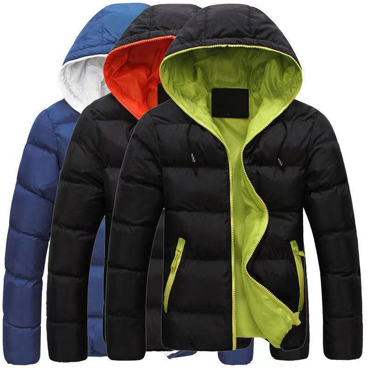 Herren nan gesteppte Kapuzen-Steppjacke mit kontrastierendem Fleecefutter und seitlichen Reißverschlusstaschen Echo Archiv