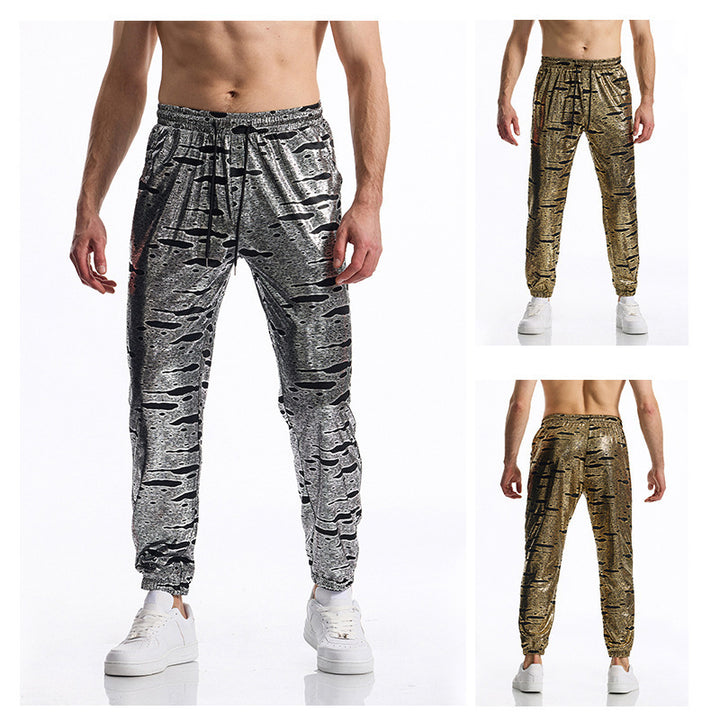 Herren elegante Jogginghose mit glänzendem Metallic-Muster Echoarchiv
