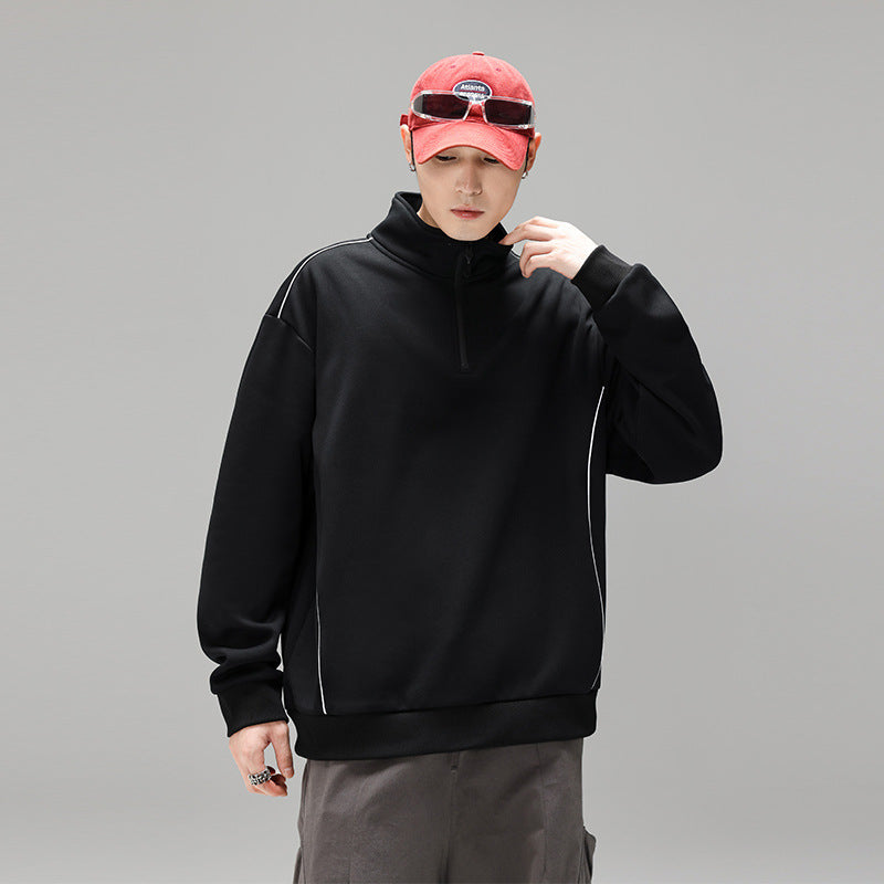 Herren Halfzip-Sweatshirt mit Stehkragen, reflektierenden Kedernähten und geripptem Saum Echo Archiv