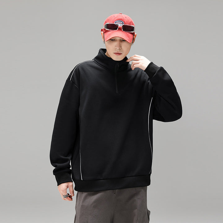 Herren Halfzip-Sweatshirt mit Stehkragen, reflektierenden Kedernähten und geripptem Saum Echo Archiv
