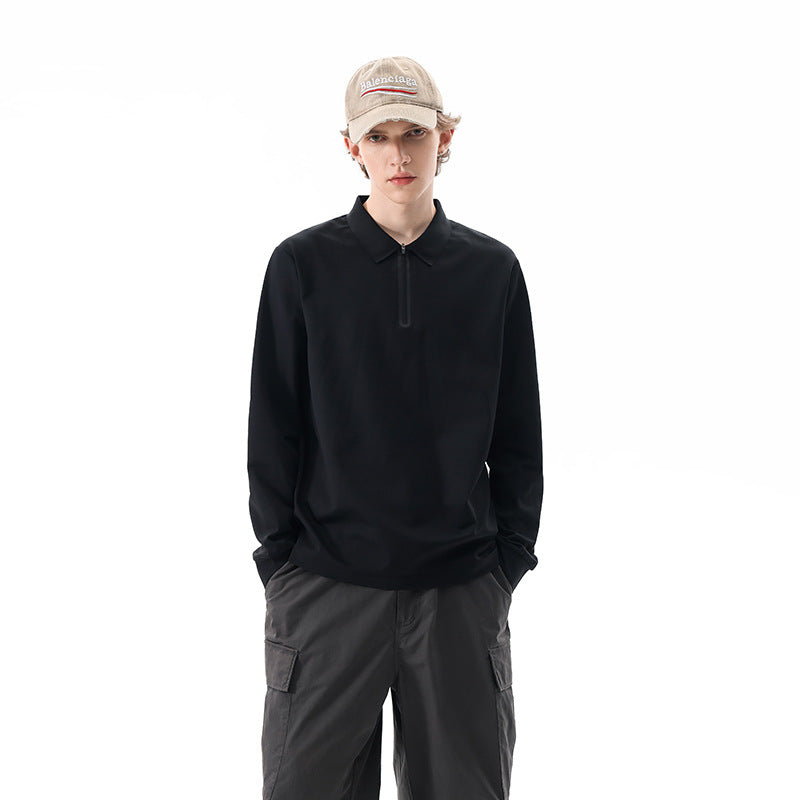 Unisex Oversized Halbzip-Pullover mit Hemdkragen und Technical-Scuba-Stoff Echo Archiv