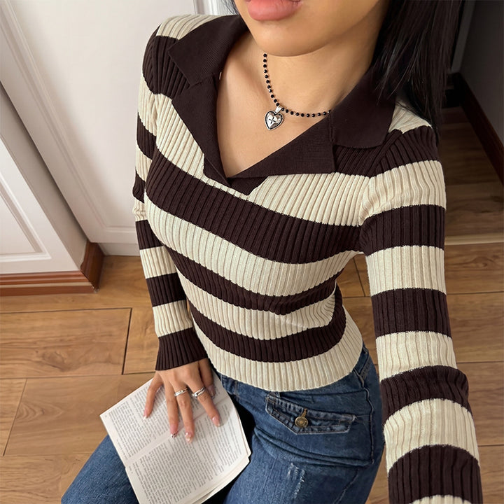 Damen Elegante Strickbluse mit modernem Kragen Echo Archiv