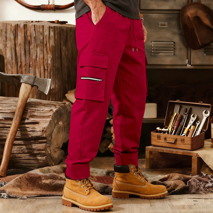 Herren Cargo-Jogginghose mit Multifunktionalen Reißverschluss-Taschen & Elastischem Bündchen – Bravaro