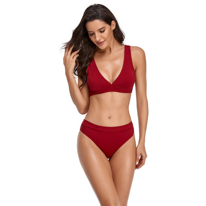 Damen Bikini-Set mit sportlichem V-Ausschnitt und hohem Taillenslip Echo Archiv