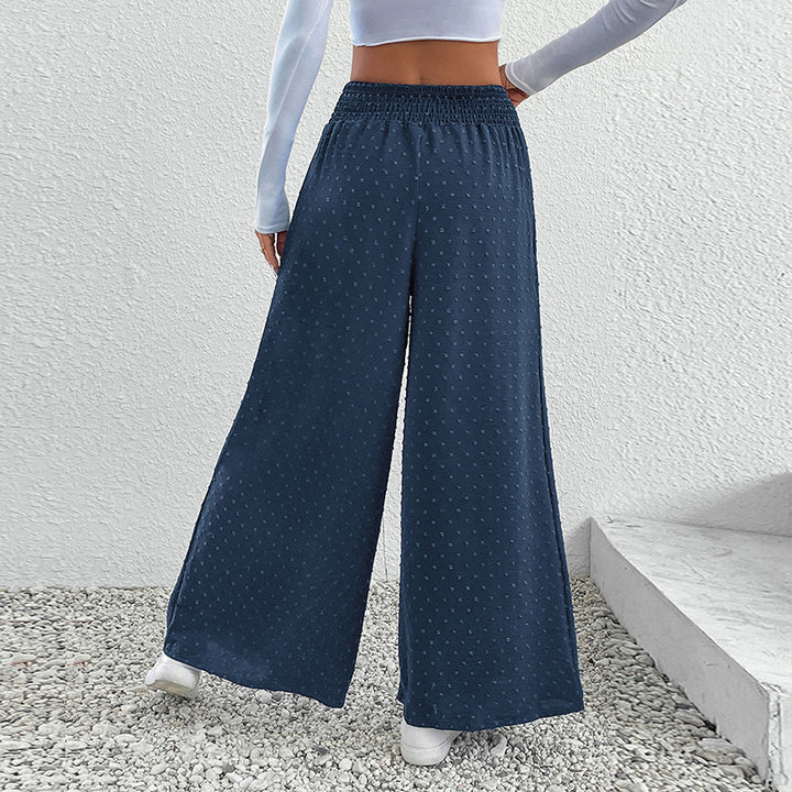 Damen Weite Leichte Maxihose mit Gummibund, strukturierter Punkttextur und Eingrifftaschen Echoarchiv