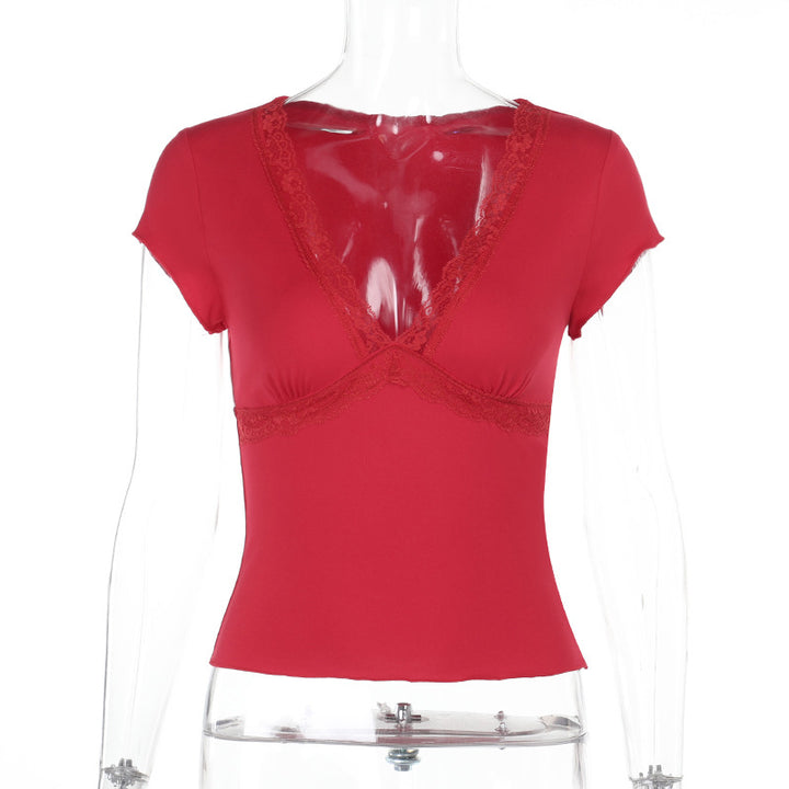 Damen Elegantes Oberteil mit Spitzen- und Drapierungselementen Echo Archiv
