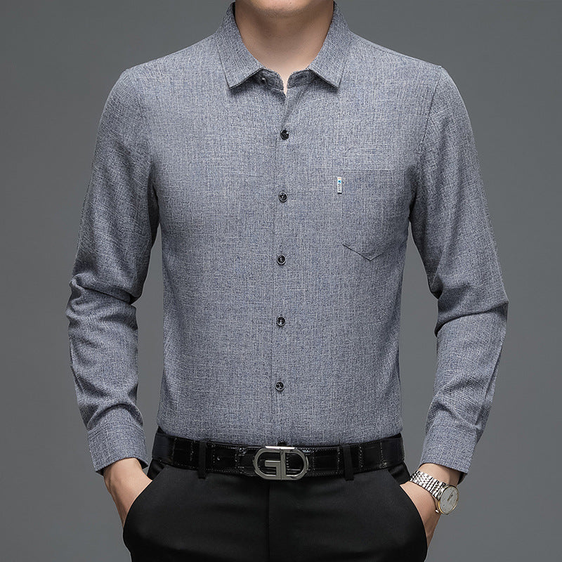 Herren elegantes Langarm-Hemd mit feinem Strukturdesign Echoarchiv