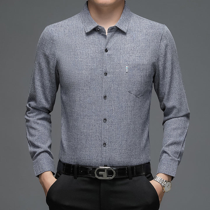 Herren elegantes Langarm-Hemd mit feinem Strukturdesign Echoarchiv