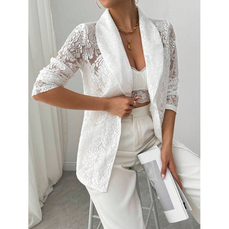 Damen Spitzenblazer mit elegantem Schalkragen Echo Archiv