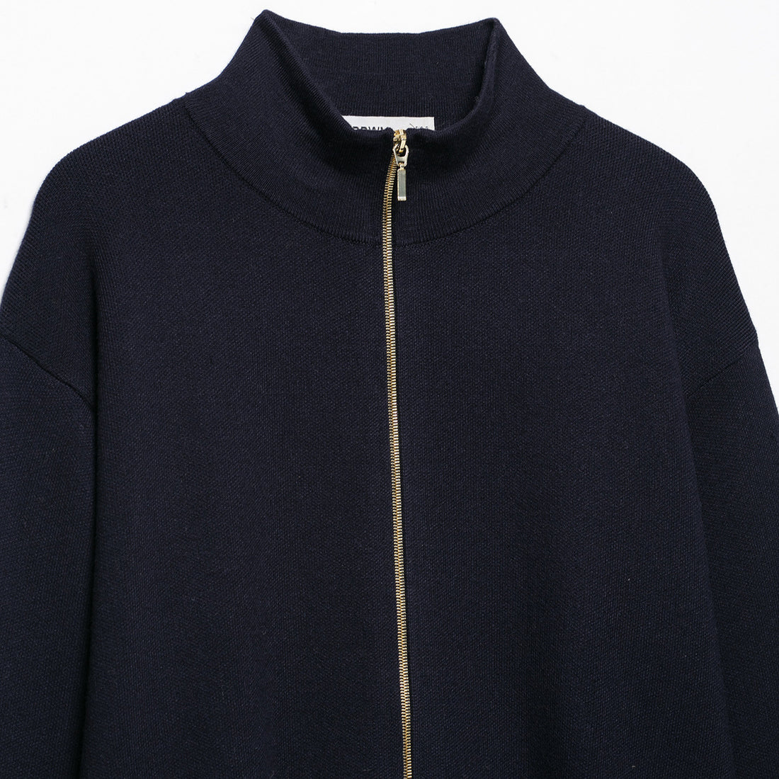 Damen Cropped Feinstrick-Cardigan mit Stehkragen, durchgehendem Reißverschluss und taillierter Ripppartie Echoarchiv