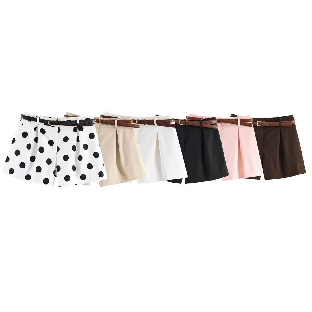 Damen High-Waist Shorts mit elegantem Faltenwurf und schmalem Gürtel Echo Archiv