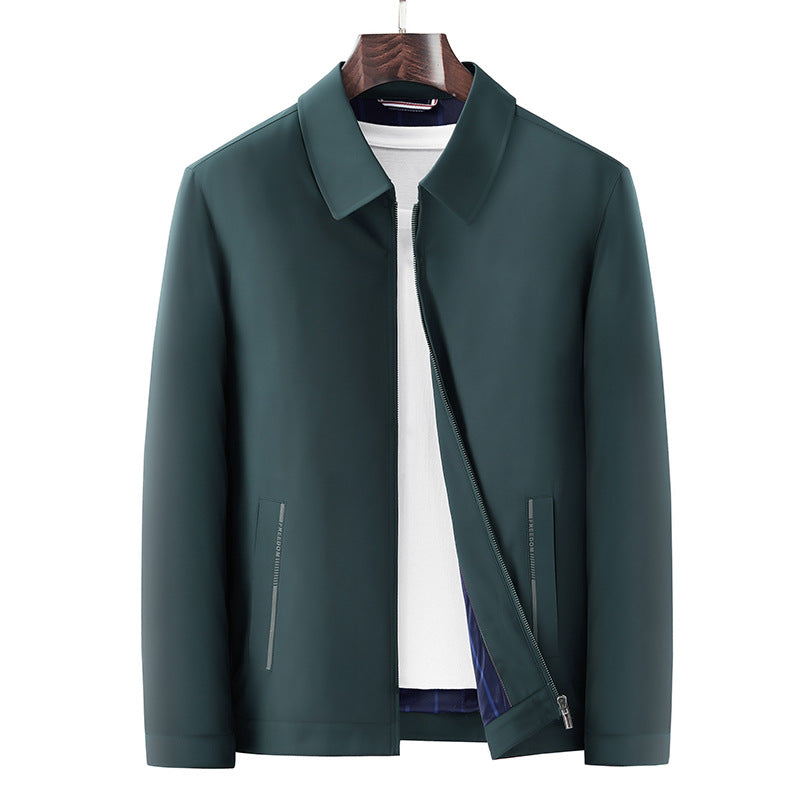 Herren Minimalistische leichte Übergangsjacke mit Hemdkragen, verdecktem Reißverschluss & seitlichen Reißverschlusstaschen Echoarchiv
