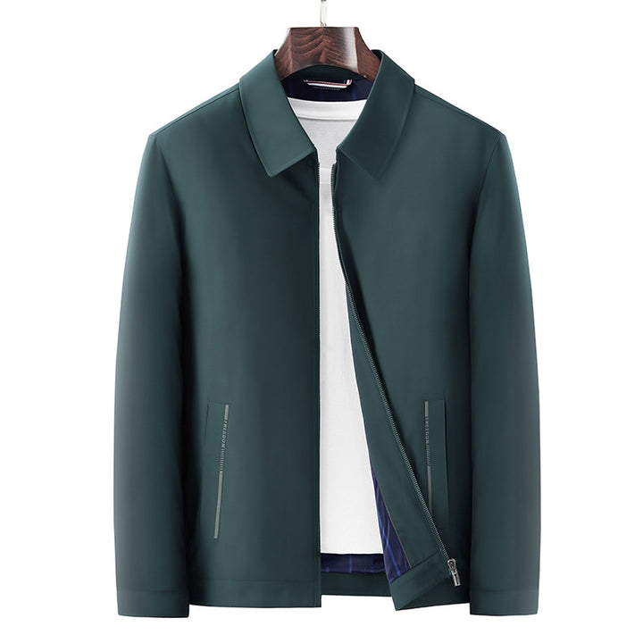 Herren Minimalistische leichte Übergangsjacke mit Hemdkragen, verdecktem Reißverschluss & seitlichen Reißverschlusstaschen Echoarchiv