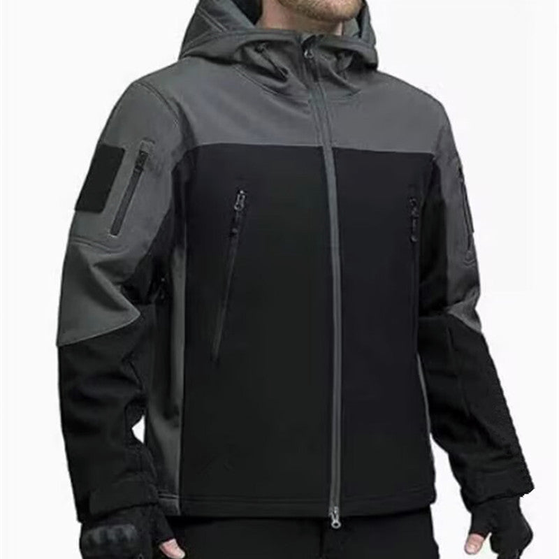 Herren winddichte Softshelljacke mit Kapuze und wasserabweisender Membran Echoarchiv
