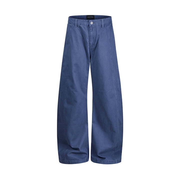 Damen weite knöchellange Hose mit hoher Taille aus Baumwoll-Denim Echoarchiv