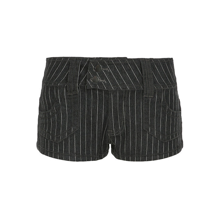 Damen Designer Denim-Shorts mit Streifenmuster und taillierter Passform Echo Archiv
