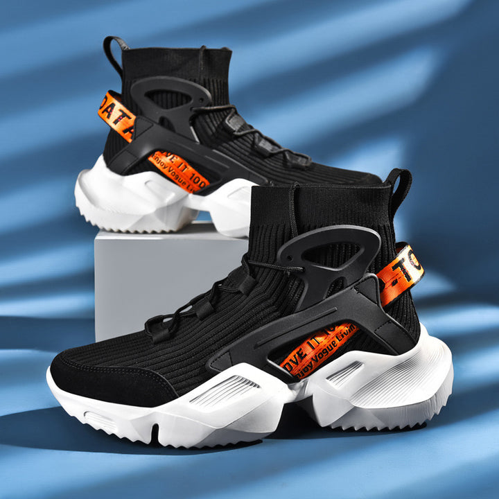 Herren Futuristische High-Top Strick-Sneaker mit Exoskelett-Fersenstütze Echoarchiv