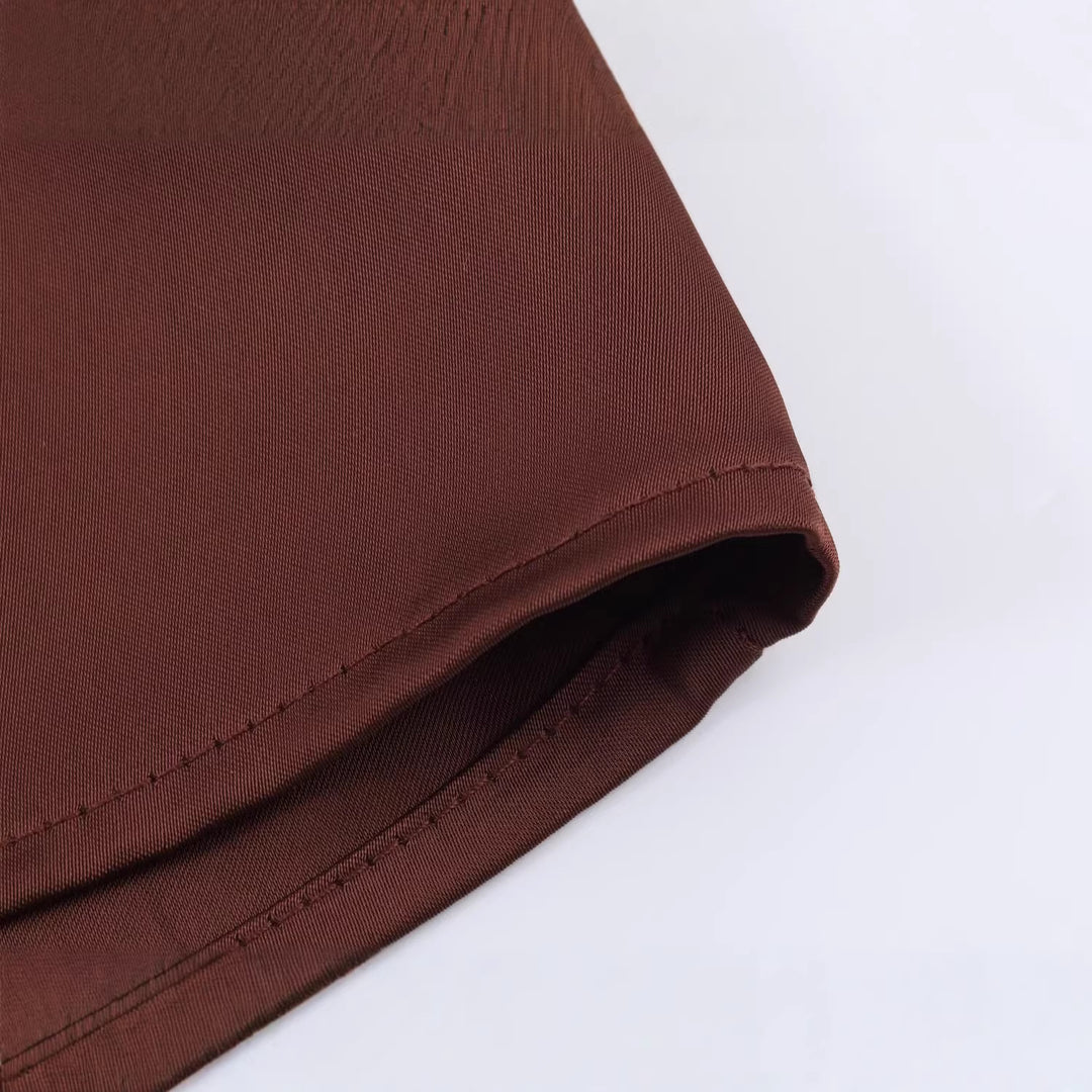Damen Kurzes A-Linien-Kleid mit Rosen-Jacquard, Volantärmeln und Ziergürtel Echoarchiv