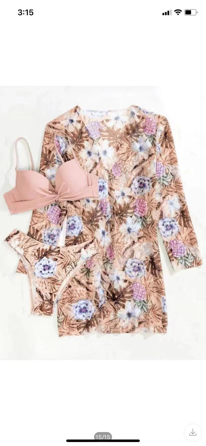 Damen Bikini-Set mit floralen Mustern und elegantem Cover-Up Echo Archiv